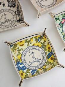 1 件美容展示托盘经典花卉皮革托盘、化妆品配件收纳托盘、配件工具、钥匙托盘、入口门厅、创意钥匙收纳盒、耳环和手镯收纳整理器，适用于床头柜和梳妆台；手表和硬币收纳托盘；钱包、手表、钥匙、硬币、手机；电话、眼镜、书桌、钥匙托盘、家居装饰返校 - 黑色玫瑰花 - 查看 7