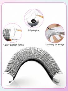 CoMango 12 Reihen D-Curl Neue 2D-Volumen Wimpern 0,07 mm Ultra-Dünn 1D YY Wimpernverlängerung Leichtgewicht Vorbereitete Fächer Wimpernverlängerungen, Wimpernbüschel, Einzelwimpern, Wimpern, Falsche Wimpern