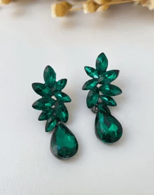 Emerald Green Navy Blue Fuchsia Party Earring And Ring - 綠色與縟瑪瑙 - 查看 4