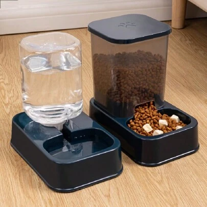 1 Conjunto de Comedero y Bebedero para mascotas, Dispensador de agua automático de 1200ml, Contenedor de comida de 0,75 kg, se puede usar por separado, se recarga automáticamente, fácil de limpiar, adecuado para gatos, perros, conejos, ardillas y otras mascotas medianas/pequeñas