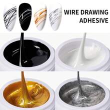 XEIJAYI 4 colori nero, bianco, oro e argento, gel ragno per decorazione unghie, gel da disegno per pittura ad arte delle unghie UV/LED, gel per pittura fai da te, per disegni e decorazioni a linee e punti