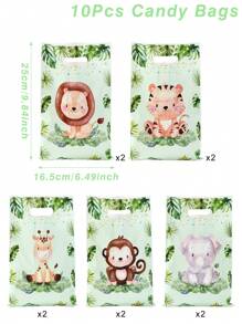 50pcs Jungle Animal Handbags Gift Bags, Jungle Animal Theme Birthday Babe Shower Gift Party Packaging Bags, Jungle Animal Theme Gift Bags Gift Packaging Supplies, 1st Birthday Party Supplies, Jungle Animal Decor Party Favor