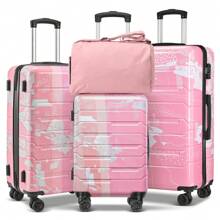 行李箱套装，含配套手提包，ABS+PC硬壳行李箱，带TSA海关锁和万向轮，表面防刮，多种尺寸可选，适合旅行和度假。这款耐用的旅行箱包套装防水防潮，是冬季假期女性旅行必备佳品，也是圣诞节和新年礼物的理想之选。此外，它还包含一个拉杆箱、一个万向轮行李箱、一个硬壳行李箱、一个带轮登机箱，男女皆宜，适合度假和商务出行。大容量旅行配件、旅行收纳包等旅行用品，是您旅行的理想之选。 - 彩色 - 查看 1