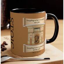 Taza de 11 oz, ideas de regalo de cumpleaños para esposa, taza de afirmación, taza de café estoica, Marcus Aurelio, citas estoicas, estoicismo, citas inteligentes, obsequio, regalo para él, interior negro - 1 - Ver 1