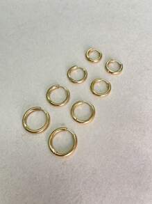4pairs Minimalist Hoop Earrings - Yellow Gold - View 2