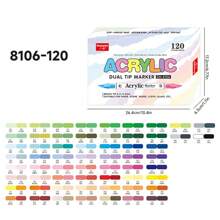 广纳 168/120/60 色双笔尖直液亚克力马克笔圣诞笔软笔尖学校用品文具适用于画布、岩石绘画、木材、石头、玻璃、陶瓷、织物绘画、DIY 工艺品