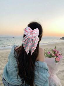 1pc Large Rainbow Hair Bows For Women Sparkling Sequines Bow French Clips With Long Tail Elegant Bow Hair Clips Glitter Party Bow Barrettes Ball Bow Hair Clips Women Hair Accessories Valentines Claw Clips