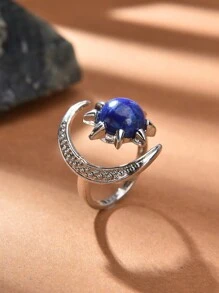 1 pieza Anillo abierto con estrella y luna de cristal y piedra natural, adecuado para uso diario por hombres y mujeres - Multicolor - Ver 15