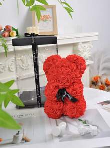 1PC Vrouwen Geschenk Kunstmatige Rozenbeer Handgemaakte Productie Bloembeer Rozen Teddybeer Schattig Romantisch Verjaardagscadeau Moederdag Valentijnsdag Kerstmis Bruiloft Feest Jubileum Cadeau (Rood / Geen Doos Weggegeven), Valentijnsdag, Geschenk