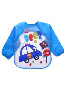 1入組卡通防水可反穿圍裙 - 藍色 - 查看 12