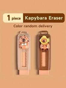 1 Pc Capybara Themed Push-Pull Eraser: High-Quality Synthetic Rubber, Ideal For Daily Office Use - Multicolor - View 4