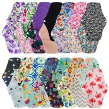 10Pcs Sanitary Pads Washable Menstrual Pads Charcoal Bamboo Liner Regular Flow Cloth /Reusable Sanitary Pads/Mama Panty Liners M Size Random Color
