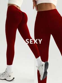 FWH Quần yoga cạp cao định hình với chi tiết chữ V kiểm soát vùng bụng, kiểu dáng ôm sát tôn dáng, thiết kế tối giản sang trọng, cạp cao nén giúp kéo dài vóc dáng, phù hợp cho nhiều môn thể thao, phong cách thể thao cổ điển sang trọng tinh tế, quần yoga cạp chữ V, quần bó tập luyện nâng mông, màu sắc cổ điển, tạo hiệu ứng thon gọn thị giác, quần legging định hình cao cấp mùa xuân. - Màu Đỏ Sâu - Xem 2