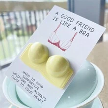 10/5/1pc Inspiring Encouragement Card: Good Friends Are Like Bras - Perfect For New Year's, Carnival, Thanksgiving, Graduation, Christmas, Halloween, And Any Occasion - Resin Hug Card - Hot Pink - View 9
