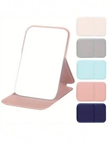 1/2pcs Folding Portable Makeup Mirror, Cosmetic Mirror With Stand, Travel Mirror, Beauty Supplies, Desktop Makeup Mirror,Rectangle Desktop Compact Mirror Folding Small Simple Style Makeup Mirror Travel Portable Cosmetic Touch-Up Mirror For Women Gift