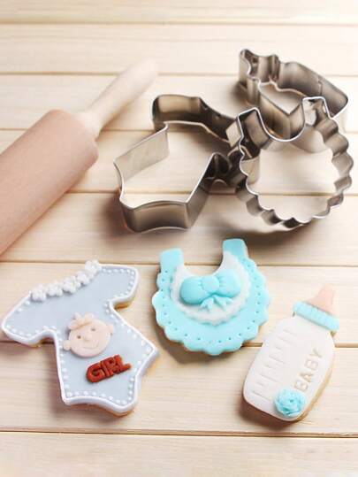 3件套：饼干模具、围兜、奶瓶、DIY不锈钢饼干模具系列