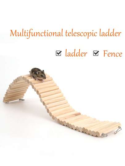 1pc Hamster Fence Wooden Ladder, Multiple Lengths Available (20cm/30cm/40cm/50cm), Wooden Arch Bridge Hideaway Fence Tunnel Decor, Hamster Scenery Accessories, Small Pet Supplies