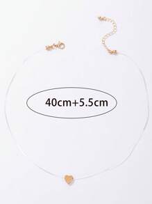 imoli 1pc Minimalist Iron Chain Heart Pendant Necklace, Versatile, Small Neck Accessory, Good Gift For Her Valentines,Mom,Mother,Mother's Day,Gift - 19026 Gold - View 6