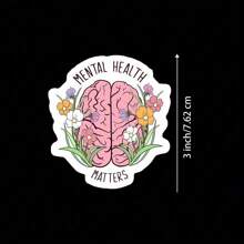 Mentale Gesundheit ist wichtig mit Blumen-Gehirn Aufkleber - künstlerischer Vinyl Aufkleber kompatibel mit iPad, Kindle, Wasserflasche, Büchern, Laptops, Notizbüchern, Ordnern, Tagebüchern, Lernräumen, Deko für Studentenwohnheime - ideal als Geschenk für Studenten und Psychologie-Enthusiasten