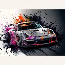 1 件墙面艺术海报可选框架彩色车辆海报帆布艺术流行涂鸦豪华汽车印刷壁画现代墙壁艺术挂画家居装饰无框流行