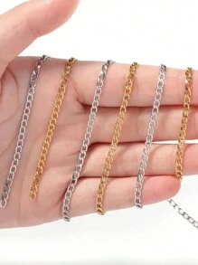 1 Metro Corrente Cubana de Aço Inoxidável da Moda para Colar DIY, Pulseira, Acessórios de Joias