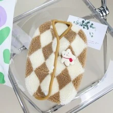 1件宠物服装，新款狗狗/猫咪套装，秋冬季，毛绒针织菱形图案双腿外套，狗狗加厚外套 - 彩色 - 查看 13