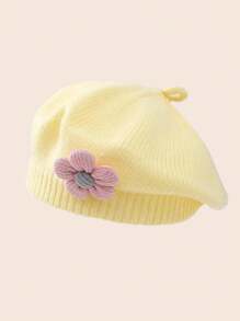 1 st. Kinderhoed Vrouwelijke Baby Schattige Bloem Baret Meisjes Gebreide Wollen Hoed Zoete Schildershoed Geschikt voor Dagelijks Gebruik In De Herfst En Winter Seizoen