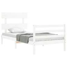 White Solid Wood Bed Frame 100x200 Cm No Mattress Included Modern Design Easy Assembly Durable Construction - White - View 3