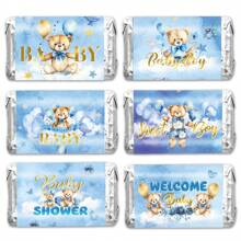 30pcs/5sheets Candy Packaging Paper For Baby Bath, Shower Mini Candy Cane, Chocolate Bar Label Stickers, Suitable For Boys Girls Kids, Decor For Baby Bath, Birthday Party (5sheets/30pcs)