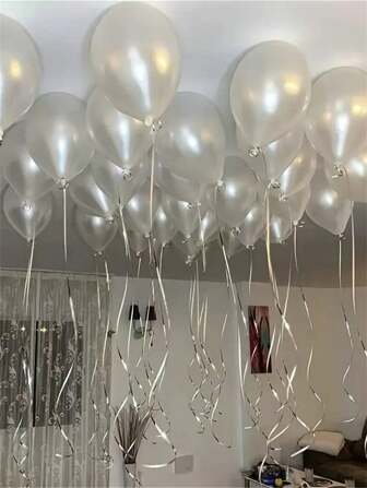 10/30/50/100pcs Glossy Elegant Faux Pearl White 5-18inch Latex Balloons For Birthday Party, Wedding, Bridal Shower, Anniversary, Bachelorette Party, Decorations, Photography