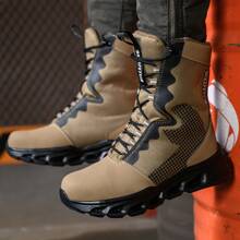 Dian Sen Men's And Women's Safety Trainer Steel Toe Boots Industrial And Construction Work Boots Summer Ready Resistant Military Design Dustproof Ankle High Safety Boots Wear Resistant For Tough Environments Perfect Gift,Men Steel Toe Trainer Sport Safety Boots,Safety Trainer Sport Work Boots,Steel Toe Trainer Sport Indestructible Shoes Anti-Puncture Anti-Smash Cushion Sole And Lightweight EVA Sole,Men Work Trainer For Hiking,Outdoor - Khaki - View 10