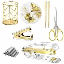 1 Set Office Desk Accessories: 1 Stapler, 1 Pen Holder, 2 Pens, 1 Scissor, 1 Stapler, 1 Binder Clip/Paperclip & 1000 Staples - Multicolor - View 17