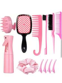 12pcs Hair Styling Accessories Kit Hollow Out Hair Comb Pointed Tail Fine Tooth Comb Double Head Comb Large - Multicolor - View 11