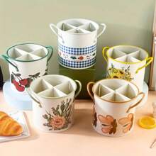 1 件 4 槽金属筷子架，餐具沥水架，耐用餐具收纳整理器，适用于办公桌、家庭、宿舍，带排水孔 - 藍色 - 查看 2