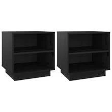 VidaXL Bedside Tables 2 Pcs Black 40x34x40 Cm Solid Pinewood