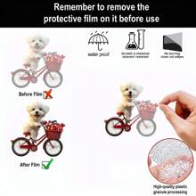 1 Piece Cute Puppy Riding A Bicycle Creative Painted 2D Acrylic Flat Decoration Small Pendant, Romantic Valentine's Day Car Interior Decoration For Home Decoration, Green Plant Ornament, Keychain, Backpack Small Pendant For Valentine's Day Surprise Gift To Couples Gifts Birthday Graduation