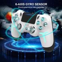 GAMINJA GAMINJA P412 Wireless Game Controller, Compatible With PS4/PS4 Slim/PS4 Pro/PC, RGB Multimode Lighting Effects, Dual Vibration, Speaker, Six-Axis Gyroscope, Headphone Jack, Touchpad And LED Light Board & Stripe