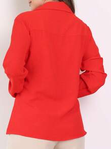 Women's Long Sleeve Shirt Blouse - 紅色 - 查看 4