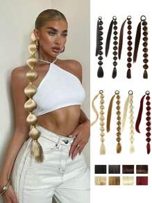 1pc Black Brown Khaki Gold Burgundy Long Bubble Ponytail Extension For Women 28Inch 34Inch Ponytail Extension Afro Puff Ponytail Extension Protective Style Black Ponytail Halloween Christmas Hair Extensions Kinky Straight Lantern Ponytail Wrap Around Ponytail With Hair Tie