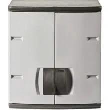 Rubbermaid Freestanding Storage Cabinet With Doors, 18"D X 36"W X 37"H, Medium, Gray/Black, Two-Shelf Lockable Cabinet For Indoor/Outdoor/Garage Storage For Garden Tools/Lawn Care Accessories - 小的 - 查看 3