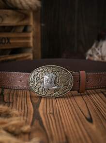 1件男士波西米亚西部牛仔风靴子，压花金属扣复古多色PU皮带，夏季、秋季、万圣节秋冬配饰，适合青少年、青年、男士，休闲、户外、运动、度假、毕业礼物、生日、日常穿着 - 如圖 - 查看 7