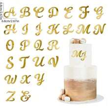 27pcs/10pcs Mirror Gold Letter & Number 0-9 Cake Toppers, Perfect For Wedding, Birthday Party Cake Decoration - Gold - View 4