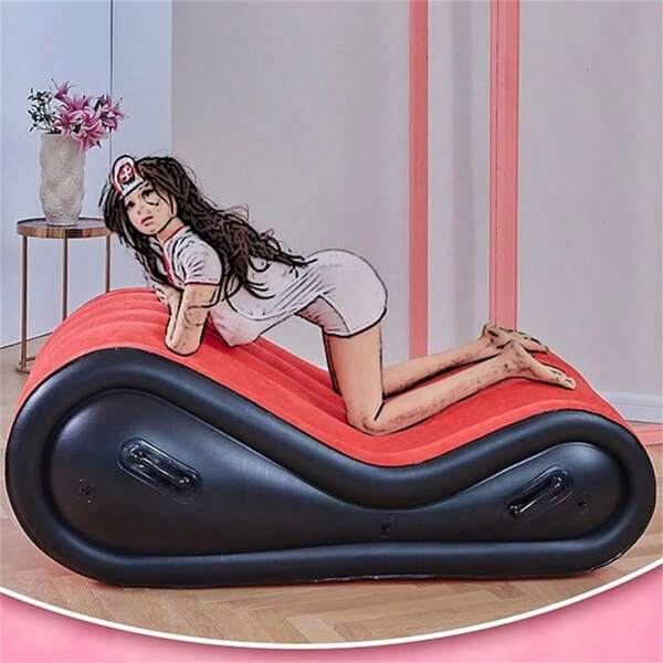 Divano gonfiabile addensato in PVC Divano pieghevole morbido in velluto per sesso con manette Pompa di gonfiaggio Giochi per adulti Strumento di posizione sessuale per coppie