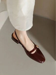 Fall/Winter Ladies' New Sparkling Versatile Soft Bottom Fashion Flats - Burgundy - View 3