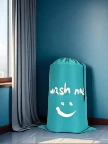 1/3 piezas, Bolsa con cordón de gran capacidad para ropa sucia con estampado de sonrisa, bolsa de lavandería, bolsa de almacenamiento de gran capacidad, bolsa de almacenamiento de ropa sucia, 4 colores diferentes, bolsa de compras, bolsa de mudanza, bolsa para el polvo de la ropa, bolsa plegable para almacenamiento en el hogar
