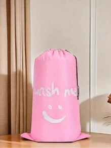 1/3 piezas, Bolsa con cordón de gran capacidad para ropa sucia con estampado de sonrisa, bolsa de lavandería, bolsa de almacenamiento de gran capacidad, bolsa de almacenamiento de ropa sucia, 4 colores diferentes, bolsa de compras, bolsa de mudanza, bolsa para el polvo de la ropa, bolsa plegable para almacenamiento en el hogar