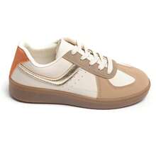 Sneakers With Metallic Silver Detail And Gum Sole - Khaki - View 2