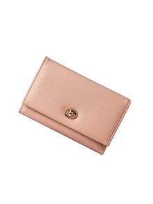 New Women's Medium-Long Wallet, Luxury Leather Wallet Card Holder With Metal Buckle Flip Cover Coin Purse Handbag