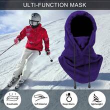 Winter Fleece Balaclava Ski Mask Scarf Neck Warmer Thermal Snood Hat - Multicolor - View 2