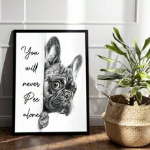 1pc/Set Funny Black & White French Bulldog Posters Print, - Humorous Bathroom Decor- 'You'll Never Pee Alone' Wall Arts Decor For Home & Office, Perfect Gift For Dog Lovers,Wall Decoration Gift,No Frames Include - Black and White - View 1
